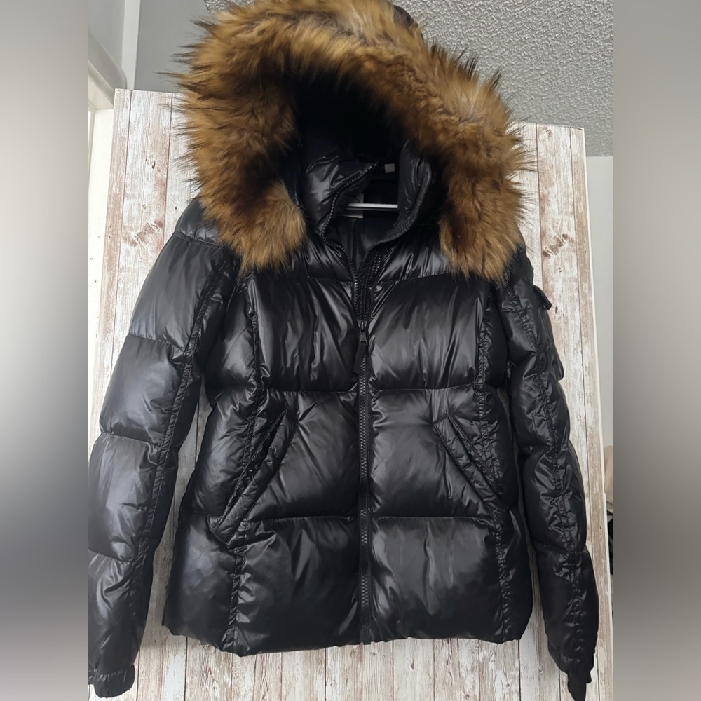 S13 puffer jacket with fur hood